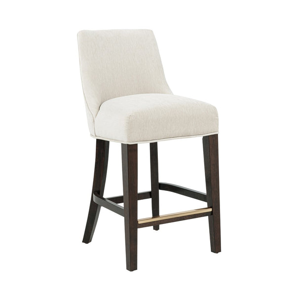 Manhattan Comfort Beever Chenille Bar Stool Set With Elegant Rubberwood Legs - Comfort Meets Mid-century Style Cream Rubberwood 2-cs024-cr