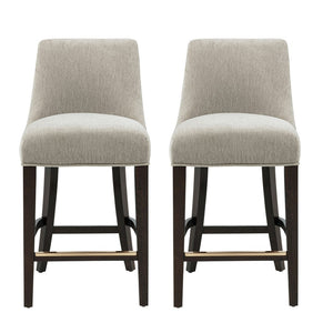Manhattan Comfort Beever Chenille Bar Stool Set With Elegant Rubberwood Legs - Comfort Meets Mid-century Style Taupe Rubberwood 2-cs024-tp