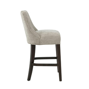 Manhattan Comfort Beever Chenille Bar Stool Set With Elegant Rubberwood Legs - Comfort Meets Mid-century Style Taupe Rubberwood 2-cs024-tp