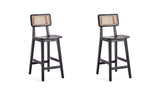 Manhattan Comfort Versailles Industry Chic Counter Stool - Set of 2 Black and Natural Cane 2-CSCA01-BK