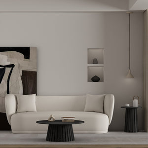 Manhattan Comfort 2-piece Elegant Coffee And End Table Set With Sculptural Design For Modern Living Room Spaces Black Mdf 2-ctet1912-bk