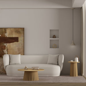 Manhattan Comfort 2-piece Elegant Coffee And End Table Set With Sculptural Design For Modern Living Room Spaces Natural Oak Mdf 2-ctet1912-na