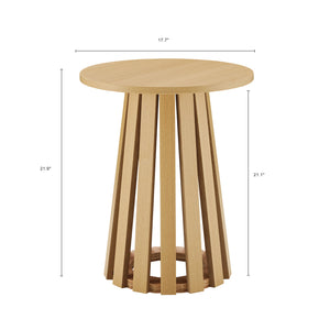 Manhattan Comfort 2-piece Elegant Coffee And End Table Set With Sculptural Design For Modern Living Room Spaces Natural Oak Mdf 2-ctet1912-na