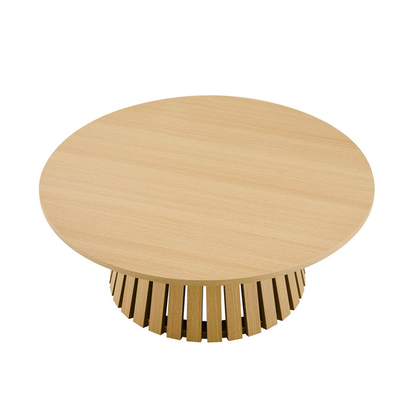 Manhattan Comfort 2-piece Elegant Coffee And End Table Set With Sculptural Design For Modern Living Room Spaces Natural Oak Mdf 2-ctet1912-na