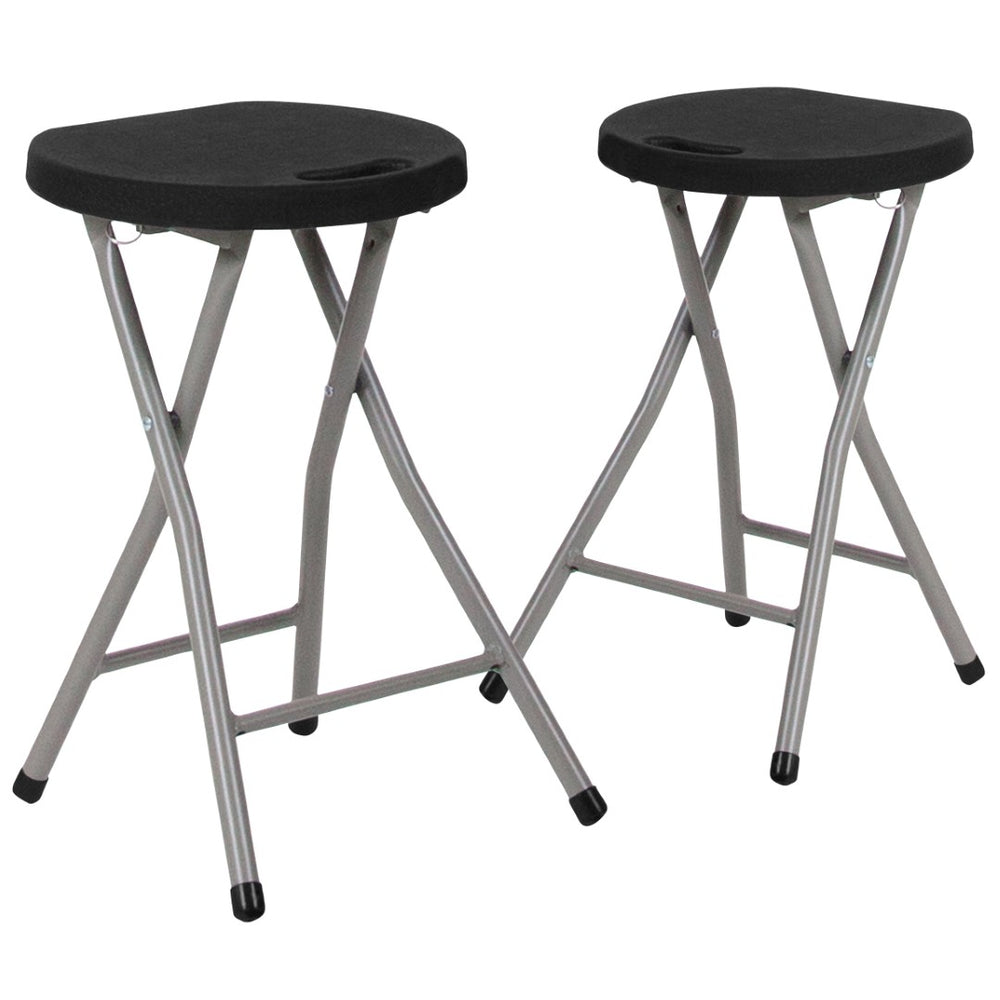 English Elm Micah 2 Pack Folding Stools – Lightweight, Durable, and Portable Seating for Home & Events 2-DAD-YCD-30-GG