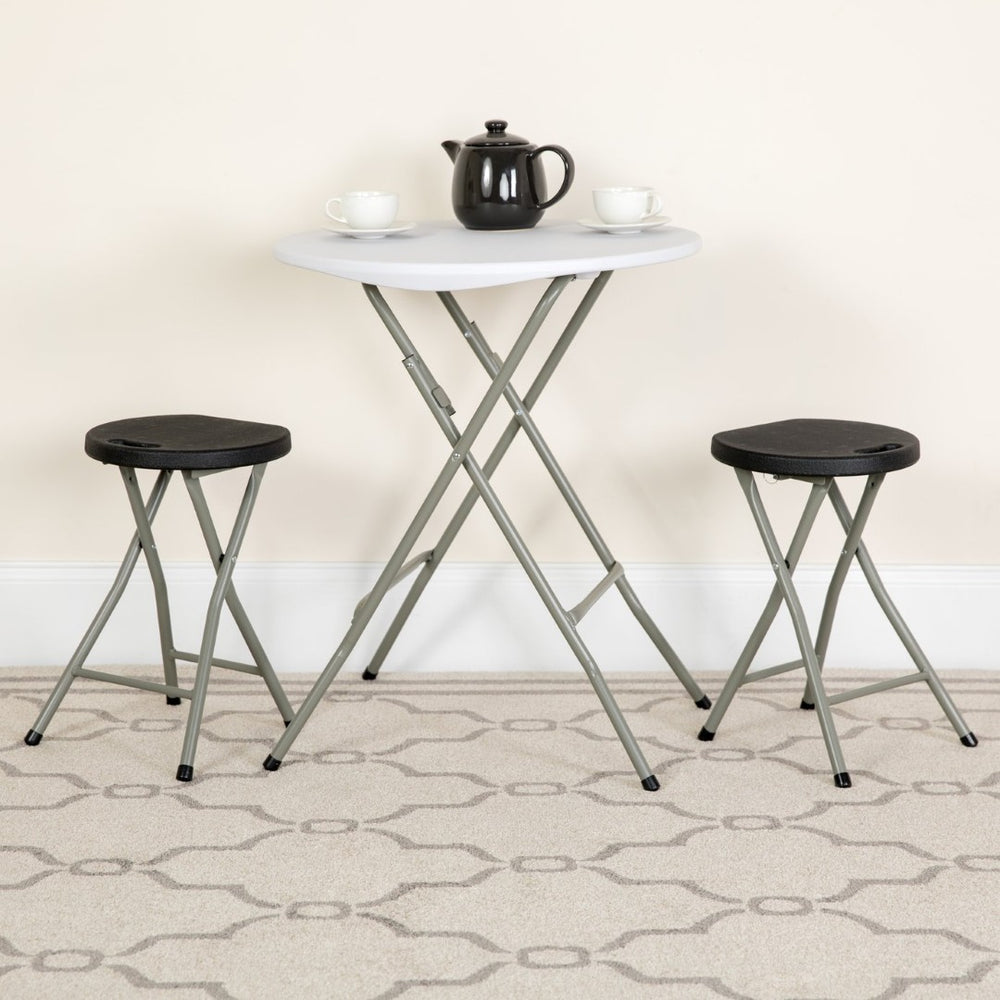 English Elm Micah 2 Pack Folding Stools – Lightweight, Durable, and Portable Seating for Home & Events 2-DAD-YCD-30-GG