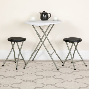 English Elm Micah 2 Pack Folding Stools – Lightweight, Durable, and Portable Seating for Home & Events 2-DAD-YCD-30-GG