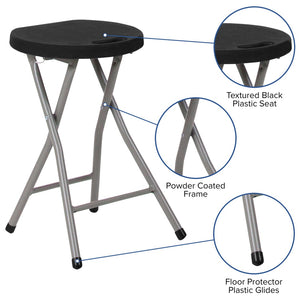 English Elm Micah 2 Pack Folding Stools – Lightweight, Durable, and Portable Seating for Home & Events 2-DAD-YCD-30-GG