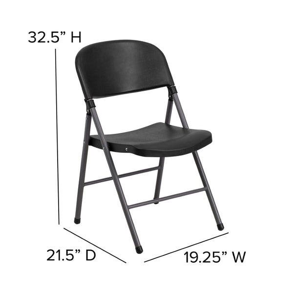 English Elm 2 Pack HERCULES Series Folding Chairs - 330 lb Capacity, Durable Comfort for Events & Home Use Black 2-DAD-YCD-50-GG