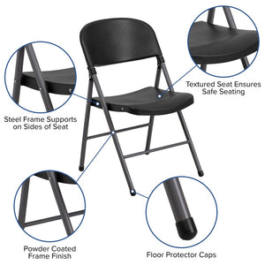 English Elm 2 Pack HERCULES Series Folding Chairs - 330 lb Capacity, Durable Comfort for Events & Home Use Black 2-DAD-YCD-50-GG