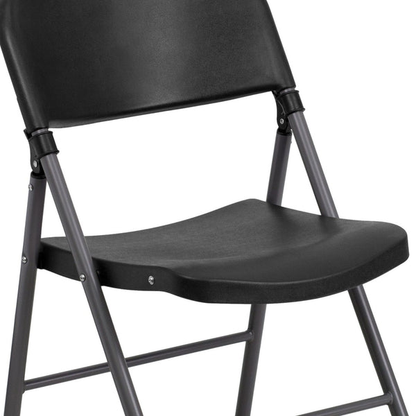 English Elm 2 Pack HERCULES Series Folding Chairs - 330 lb Capacity, Durable Comfort for Events & Home Use Black 2-DAD-YCD-50-GG
