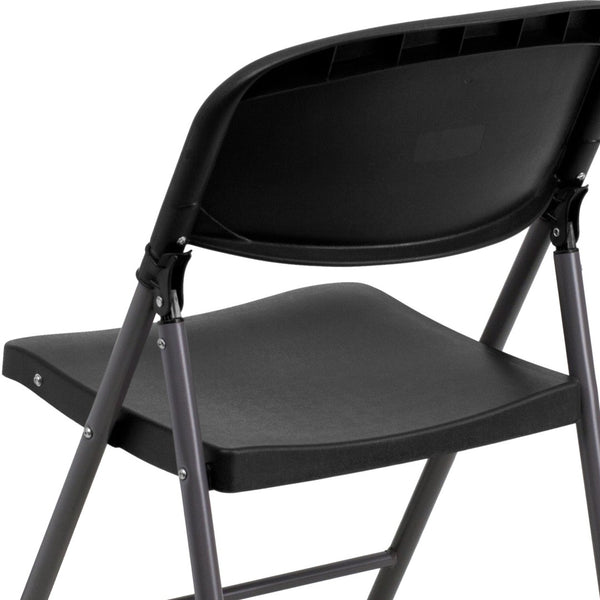 English Elm 2 Pack HERCULES Series Folding Chairs - 330 lb Capacity, Durable Comfort for Events & Home Use Black 2-DAD-YCD-50-GG