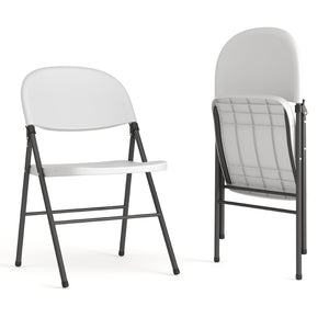 English Elm 2 Pack HERCULES Series Folding Chairs - 330 lb Capacity, Durable Comfort for Events & Home Use Granite White 2-DAD-YCD-50-WH-GG