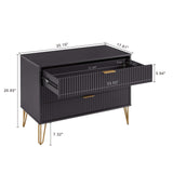 2-Piece DUMBO Standard 3-Drawer Dresser and DUMBO 1.0 Nightstand in Black 2-DB01-BK Manhattan Comfort