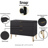 2-Piece DUMBO Standard 3-Drawer Dresser and DUMBO 1.0 Nightstand in Black 2-DB01-BK Manhattan Comfort