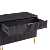 2-Piece DUMBO Standard 3-Drawer Dresser and DUMBO 1.0 Nightstand in Black 2-DB01-BK Manhattan Comfort