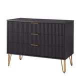 2-Piece DUMBO Standard 3-Drawer Dresser and DUMBO 1.0 Nightstand in Black 2-DB01-BK Manhattan Comfort