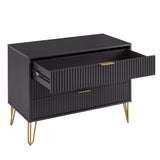 2-Piece DUMBO Standard 3-Drawer Dresser and DUMBO 1.0 Nightstand in Black 2-DB01-BK Manhattan Comfort