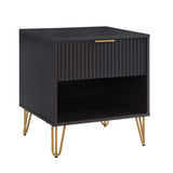 2-Piece DUMBO Standard 3-Drawer Dresser and DUMBO 1.0 Nightstand in Black 2-DB01-BK Manhattan Comfort