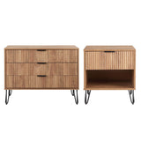 2-Piece DUMBO Standard 3-Drawer Dresser and DUMBO 1.0 Nightstand in Golden Brown 2-DB01-GB Manhattan Comfort