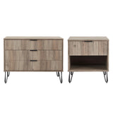 2-Piece DUMBO Standard 3-Drawer Dresser and DUMBO 1.0 Nightstand in Rustic Grey 2-DB01-GY Manhattan Comfort