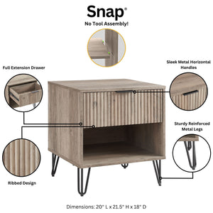 2-Piece DUMBO Standard 3-Drawer Dresser and DUMBO 1.0 Nightstand in Rustic Grey 2-DB01-GY Manhattan Comfort