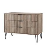 2-Piece DUMBO Standard 3-Drawer Dresser and DUMBO 1.0 Nightstand in Rustic Grey 2-DB01-GY Manhattan Comfort