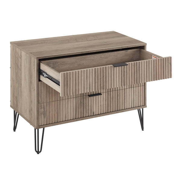 2-Piece DUMBO Standard 3-Drawer Dresser and DUMBO 1.0 Nightstand in Rustic Grey 2-DB01-GY Manhattan Comfort