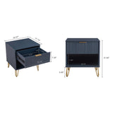 2-Piece DUMBO Standard 3-Drawer Dresser and DUMBO 1.0 Nightstand in Midnight Blue 2-DB01-MB Manhattan Comfort