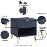 2-Piece DUMBO Standard 3-Drawer Dresser and DUMBO 1.0 Nightstand in Midnight Blue 2-DB01-MB Manhattan Comfort