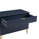 2-Piece DUMBO Standard 3-Drawer Dresser and DUMBO 1.0 Nightstand in Midnight Blue 2-DB01-MB Manhattan Comfort