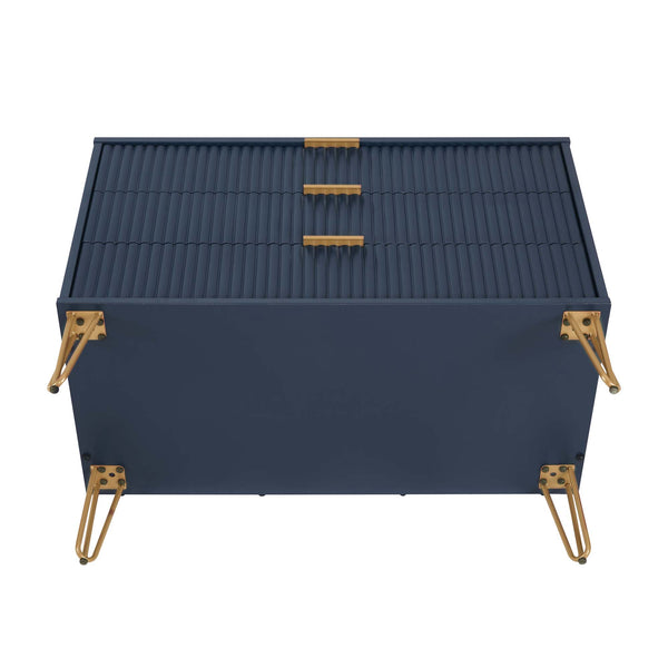 2-Piece DUMBO Standard 3-Drawer Dresser and DUMBO 1.0 Nightstand in Midnight Blue 2-DB01-MB Manhattan Comfort