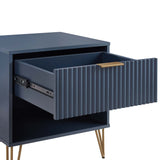 2-Piece DUMBO Standard 3-Drawer Dresser and DUMBO 1.0 Nightstand in Midnight Blue 2-DB01-MB Manhattan Comfort