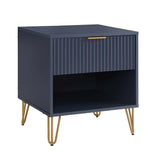 2-Piece DUMBO Standard 3-Drawer Dresser and DUMBO 1.0 Nightstand in Midnight Blue 2-DB01-MB Manhattan Comfort