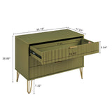 2-Piece DUMBO Standard 3-Drawer Dresser and DUMBO 1.0 Nightstand in Olive Green 2-DB01-OG Manhattan Comfort