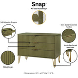 2-Piece DUMBO Standard 3-Drawer Dresser and DUMBO 1.0 Nightstand in Olive Green 2-DB01-OG Manhattan Comfort