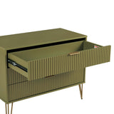 2-Piece DUMBO Standard 3-Drawer Dresser and DUMBO 1.0 Nightstand in Olive Green 2-DB01-OG Manhattan Comfort