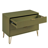 2-Piece DUMBO Standard 3-Drawer Dresser and DUMBO 1.0 Nightstand in Olive Green 2-DB01-OG Manhattan Comfort