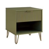 2-Piece DUMBO Standard 3-Drawer Dresser and DUMBO 1.0 Nightstand in Olive Green 2-DB01-OG Manhattan Comfort