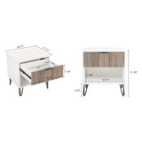 2-Piece DUMBO Standard 3-Drawer Dresser and DUMBO 1.0 Nightstand in White and Grey 2-DB01-WG Manhattan Comfort