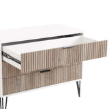 2-Piece DUMBO Standard 3-Drawer Dresser and DUMBO 1.0 Nightstand in White and Grey 2-DB01-WG Manhattan Comfort