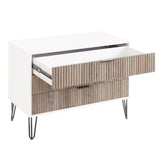 2-Piece DUMBO Standard 3-Drawer Dresser and DUMBO 1.0 Nightstand in White and Grey 2-DB01-WG Manhattan Comfort