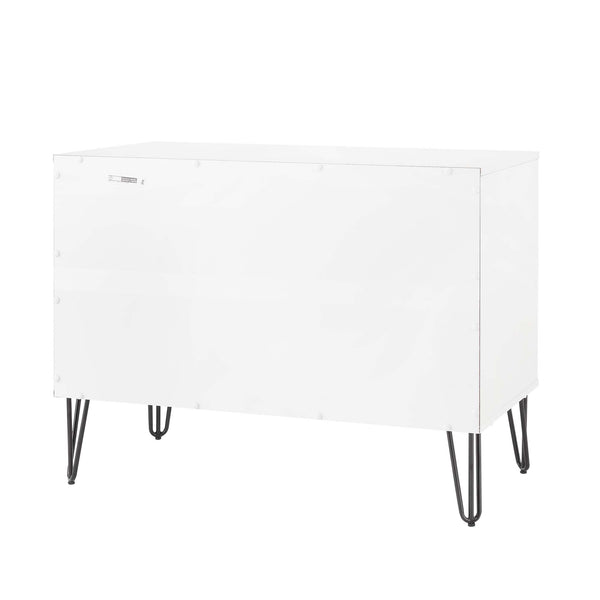 2-Piece DUMBO Standard 3-Drawer Dresser and DUMBO 1.0 Nightstand in White and Grey 2-DB01-WG Manhattan Comfort