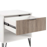 2-Piece DUMBO Standard 3-Drawer Dresser and DUMBO 1.0 Nightstand in White and Grey 2-DB01-WG Manhattan Comfort