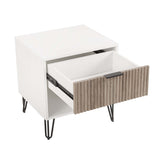 2-Piece DUMBO Standard 3-Drawer Dresser and DUMBO 1.0 Nightstand in White and Grey 2-DB01-WG Manhattan Comfort