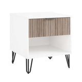 2-Piece DUMBO Standard 3-Drawer Dresser and DUMBO 1.0 Nightstand in White and Grey 2-DB01-WG Manhattan Comfort