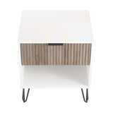 2-Piece DUMBO Standard 3-Drawer Dresser and DUMBO 1.0 Nightstand in White and Grey 2-DB01-WG Manhattan Comfort