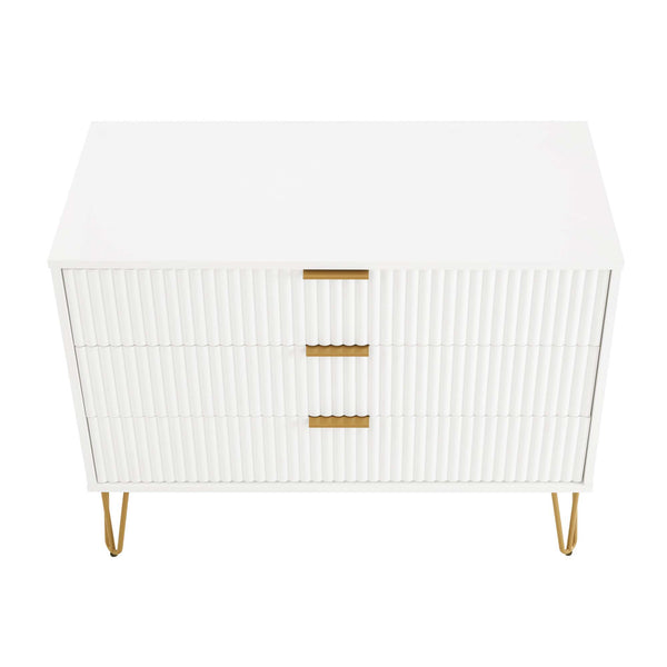 2-Piece DUMBO Standard 3-Drawer Dresser and DUMBO 1.0 Nightstand in White 2-DB01-WH Manhattan Comfort