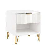 2-Piece DUMBO Standard 3-Drawer Dresser and DUMBO 1.0 Nightstand in White 2-DB01-WH Manhattan Comfort