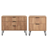 2-Piece DUMBO Standard 3-Drawer Dresser and DUMBO 2.0 Nightstand in Golden Brown 2-DB02-GB Manhattan Comfort